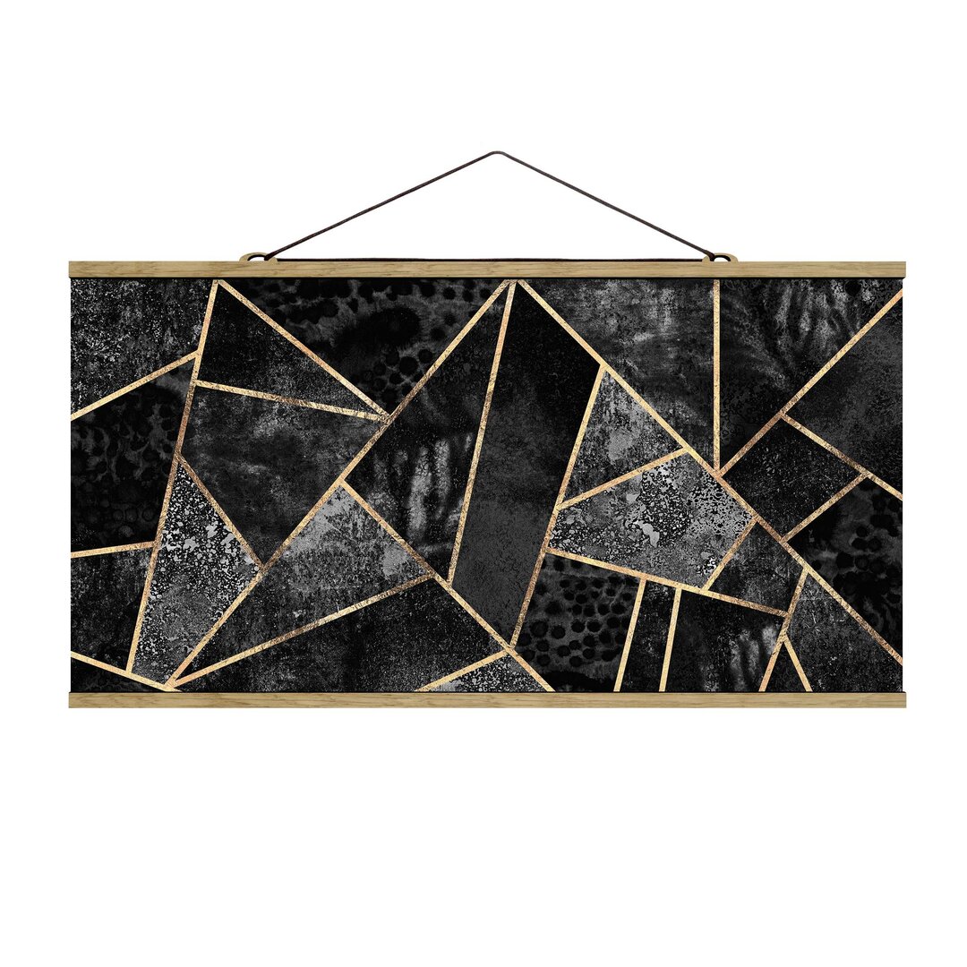 Grafikdruck Grey Triangles Gold von Elisabeth Fredriksson