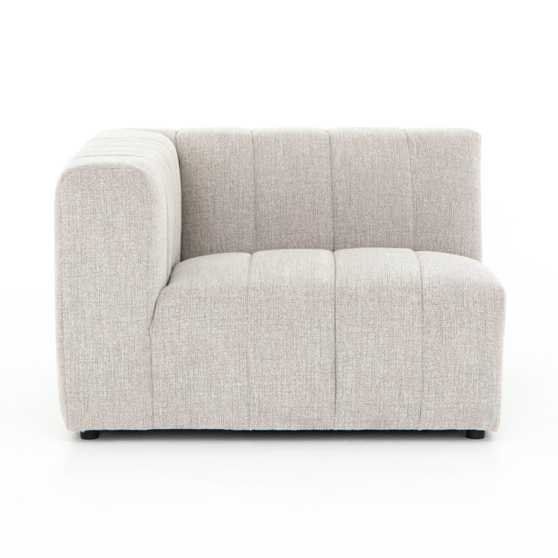 Chaise longue rembourrée Bowry, Light Grey Napa Sandstone, Accoudoir à droite (vu de face)