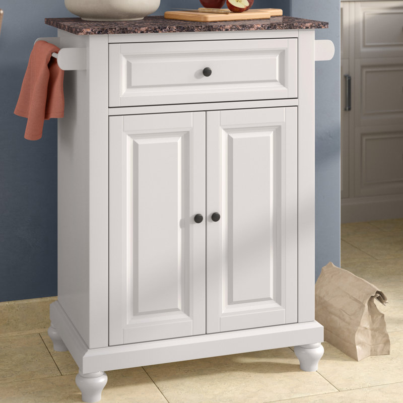 Altonio Marble Top Kitchen Cart, White