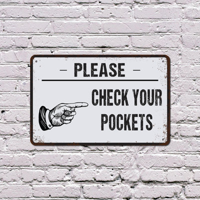 Vérifiez vos poches Buanderie Enseigne en plastique 10 po x 14 po No Coins No Gum No Tissues