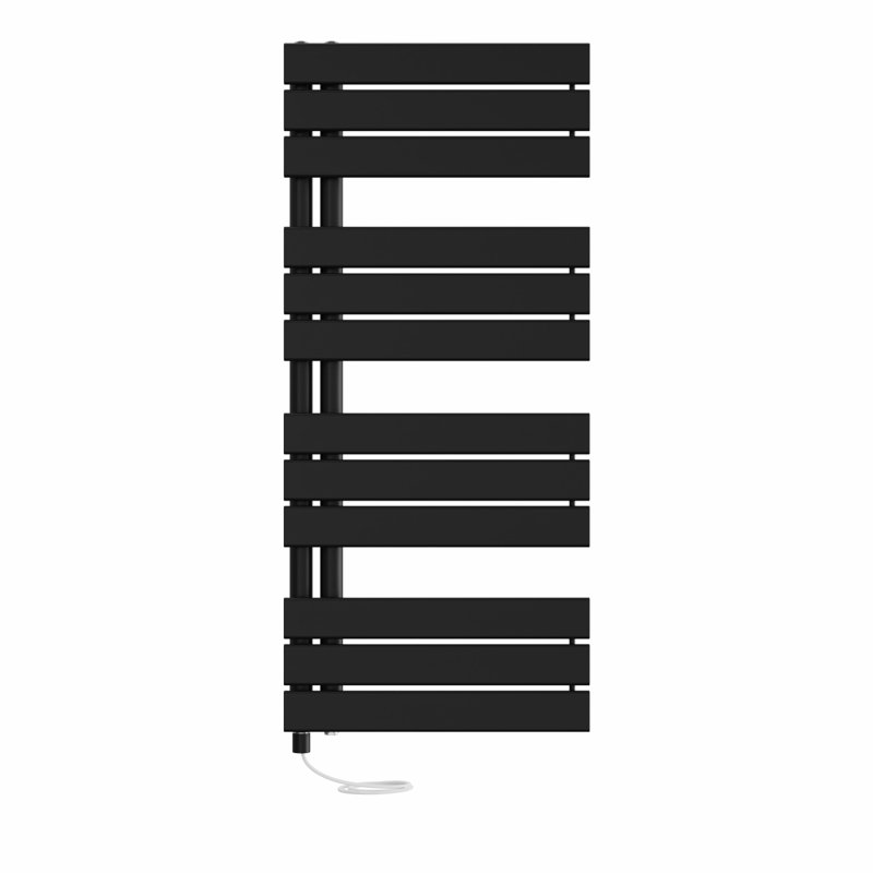 Roianne Designer Towel Rail Heated Towel Rails, Black, 112.6cm H x 50cm W x 6.7cm D