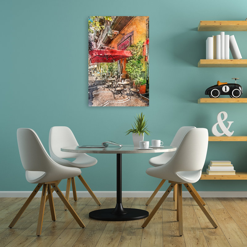 Charming Outdoor Cafe Classic Romantic Vibrant City Summer Wall Art Print, 91.44cm H x 60.96cm W
