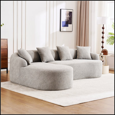 Canapé à compression polyvalent en chenille avec méridienne et coussins pour la maison, alliant confort et style