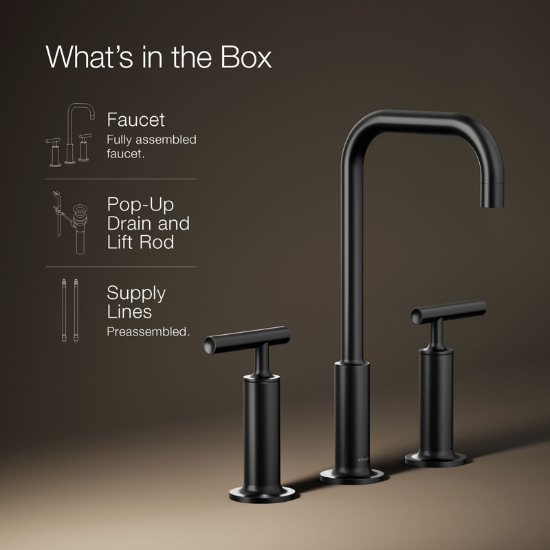 Purist Widespread Bathroom Faucet, Matte Black