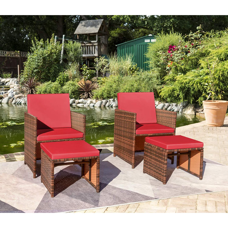 Fransje 2 - Person Patio Conversation Set with Cushions, Red