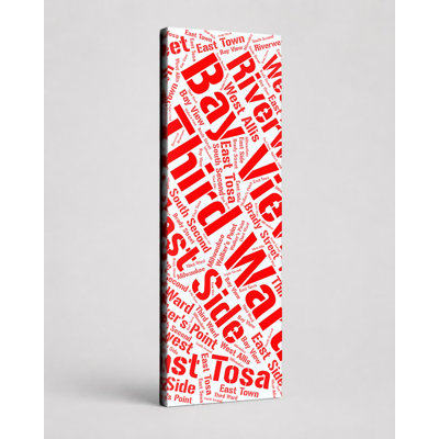Milwaukee Neighborhoods Word Art — Red — Canvas Wall Art