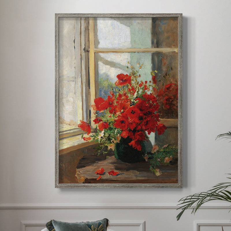 Reproduction florale vintage avec encadrement CECLXIV - bois massif, H 21 po x l 17 po