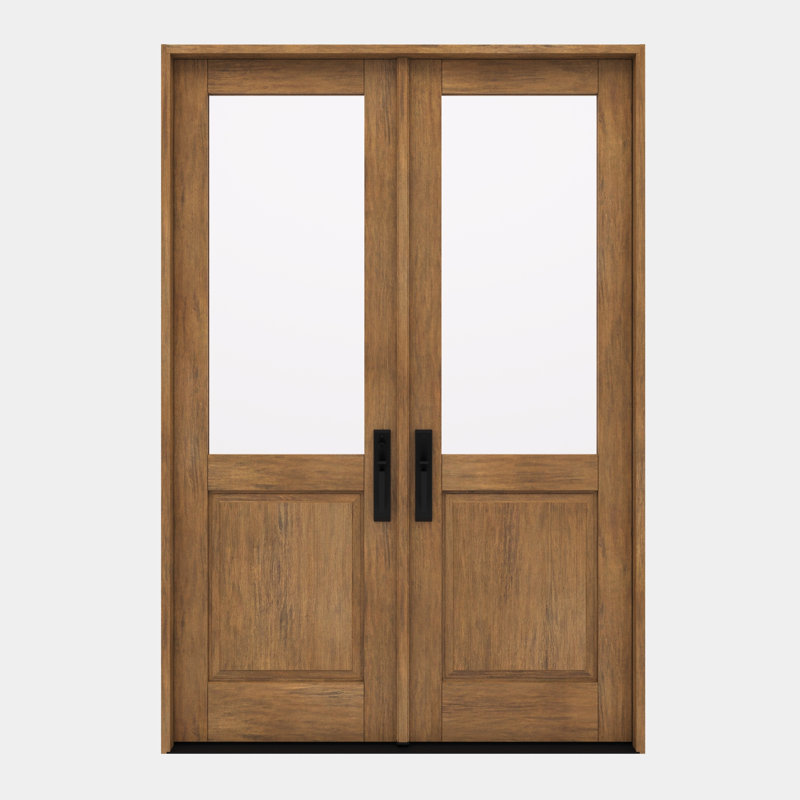 G5001-SW-96 | Porte double 96 po, extérieur pré-suspendu RTA, 1/2 litre, 1 panneau, bois d'acajou brut