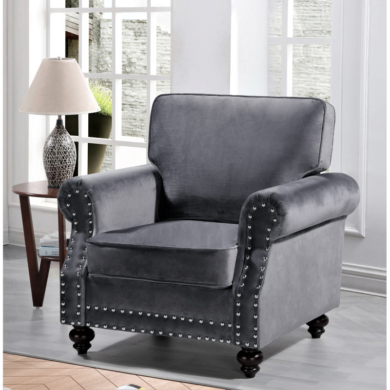 Fauteuil Chesterfield en velours capitonné l 37,79 po Esquer, Slogramray