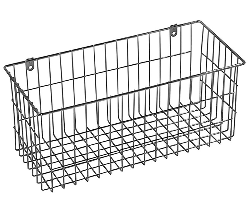 Mcshan Metal Wall Organizer with Wall Baskets, 6" H x 13.5" W x 6" D
