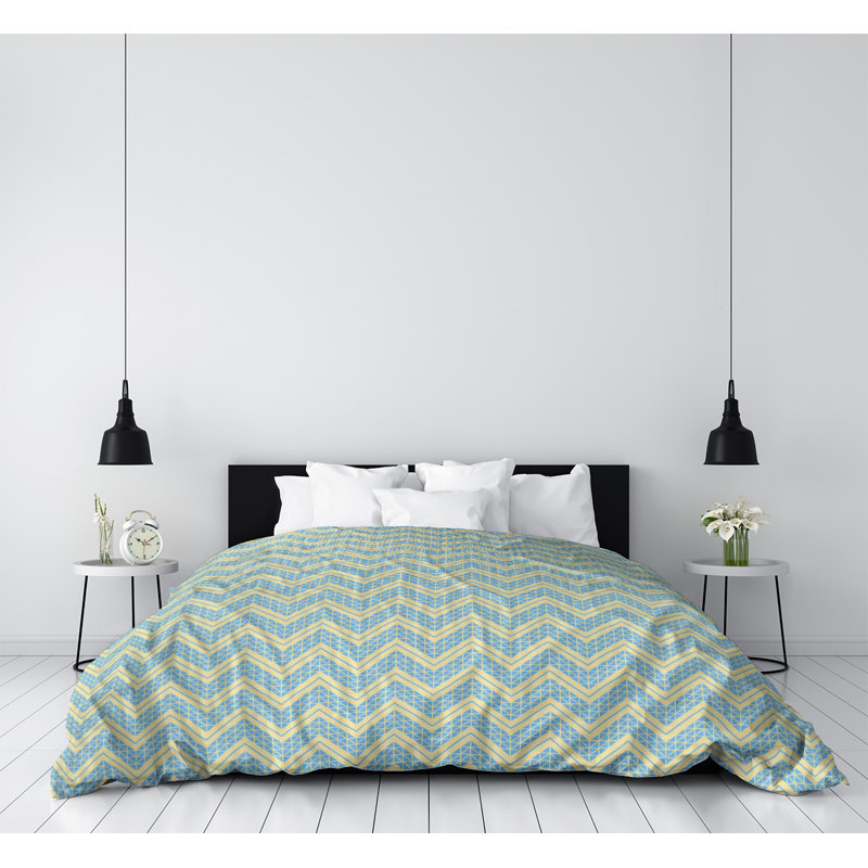 Housse de couette simple Rhonda Cheval, Housse de couette pour lit simple, Microfibre, Jaune / Bleu