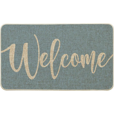 Welcome Spring Doormat - Sky Blue - Home Summer Decor, Non-Slip Floor Mat