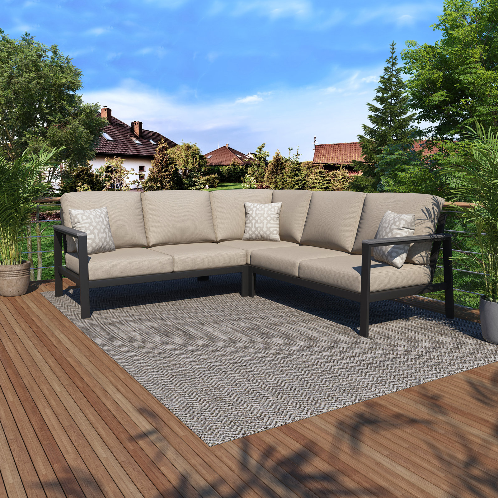 Townsend 87" Sunbrella® Patio Sectional, Cast Silver Sunbrella®