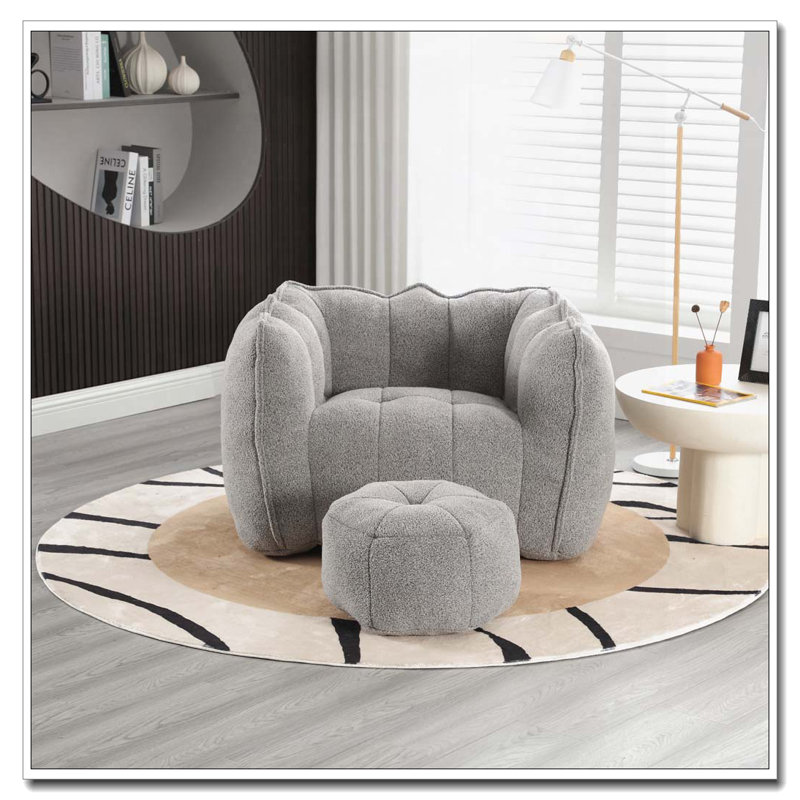 Fauteuil à billes avec repose-pieds en chenille, Gris
