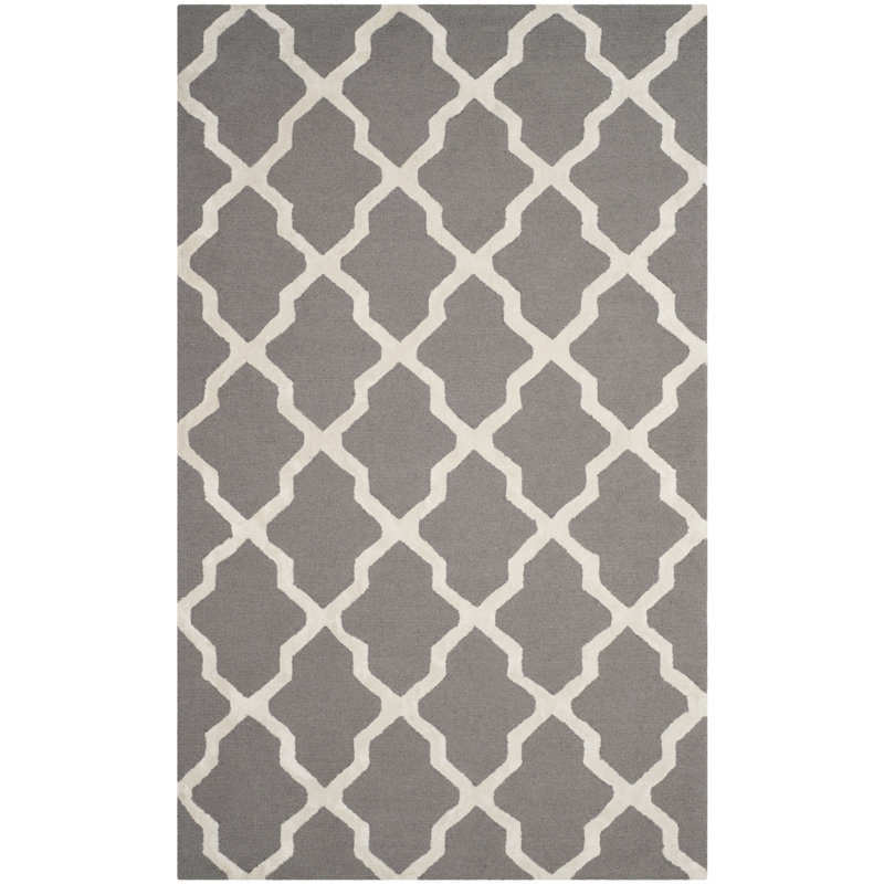 Ellicott Cambridge Hand Tufted Wool, Viscose Geometric Rug, Rectangle 6' x 9'