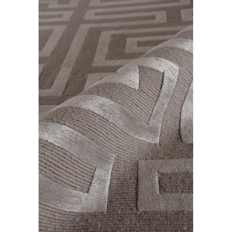 Metro-Velvet Geometric Area Rug in Taupe, Rectangle 8' x 10'