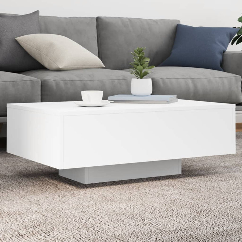 Wrought Studio™ Coffee Table With LED Lights White 33.5"X21.7"X12.2", White