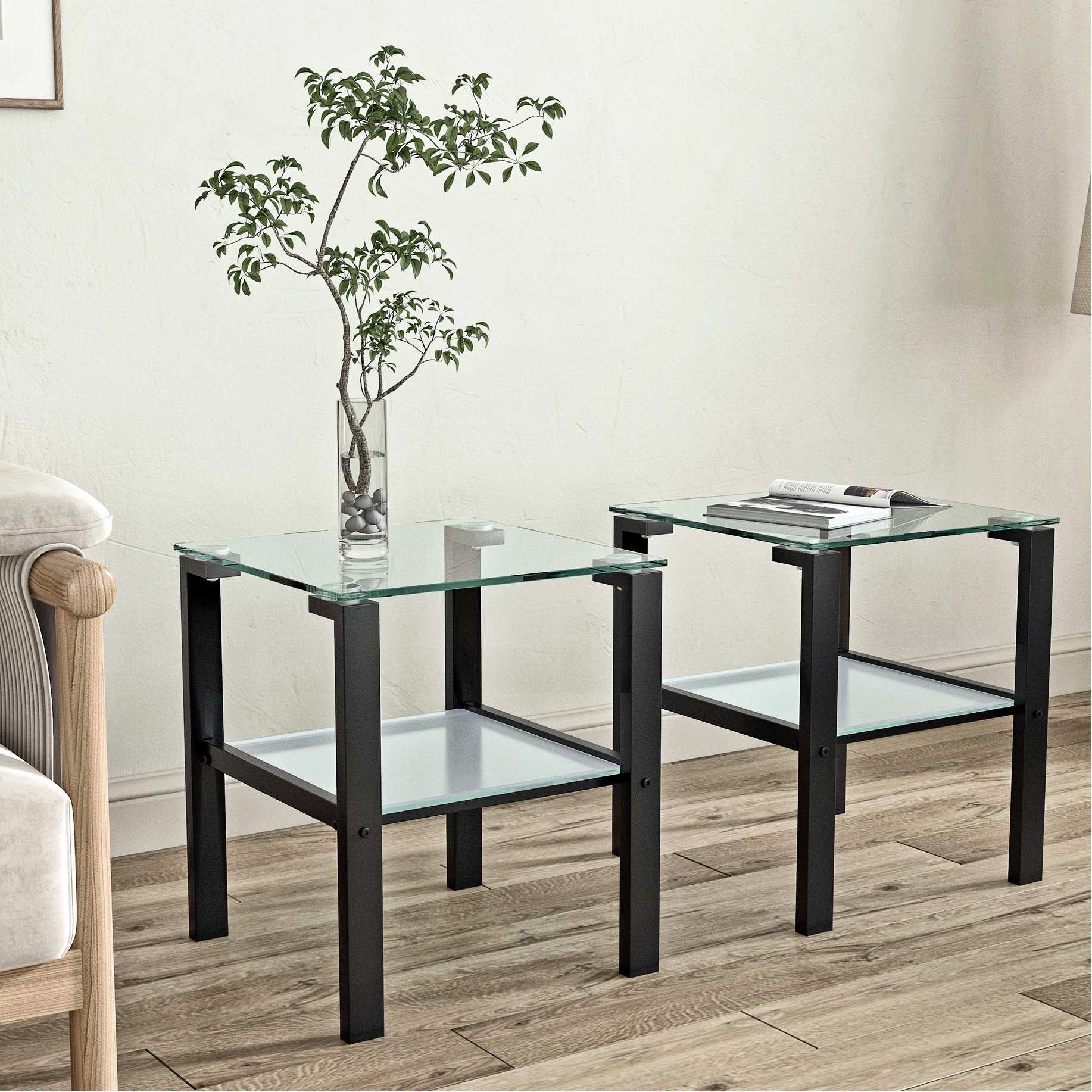 Oliver Glass Two Layer Bedroom Side Tables Of 2. Small Round — free download