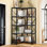 5 Tier Black Gray Large Display Corner Bookcase Storage for Bedroom Home Living Office