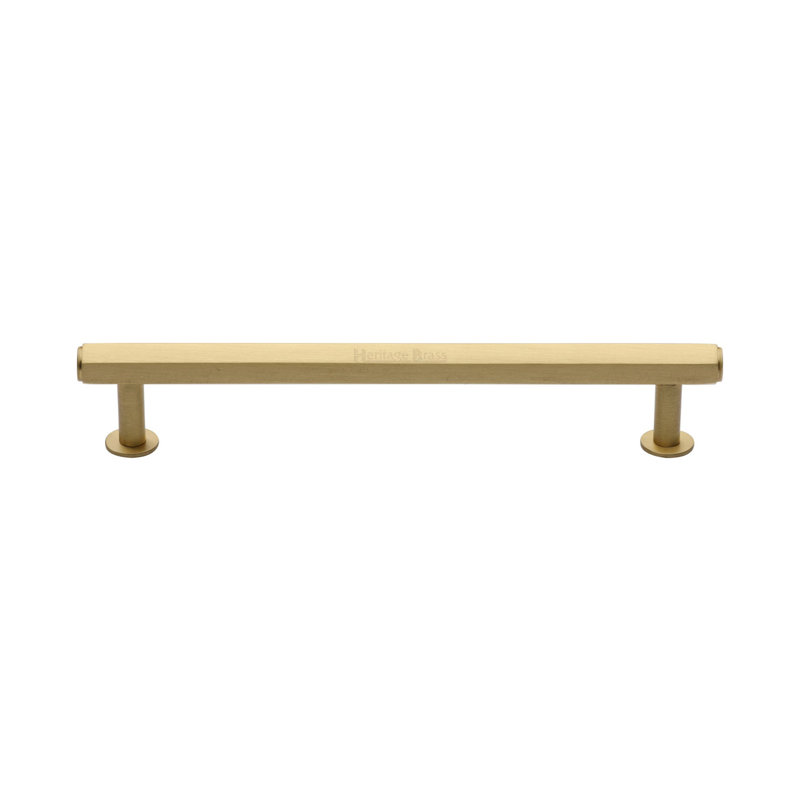 Heritage Brass Heritage Cabinet Pull Hexagon Design with Rose, Satin Brass, 16cm