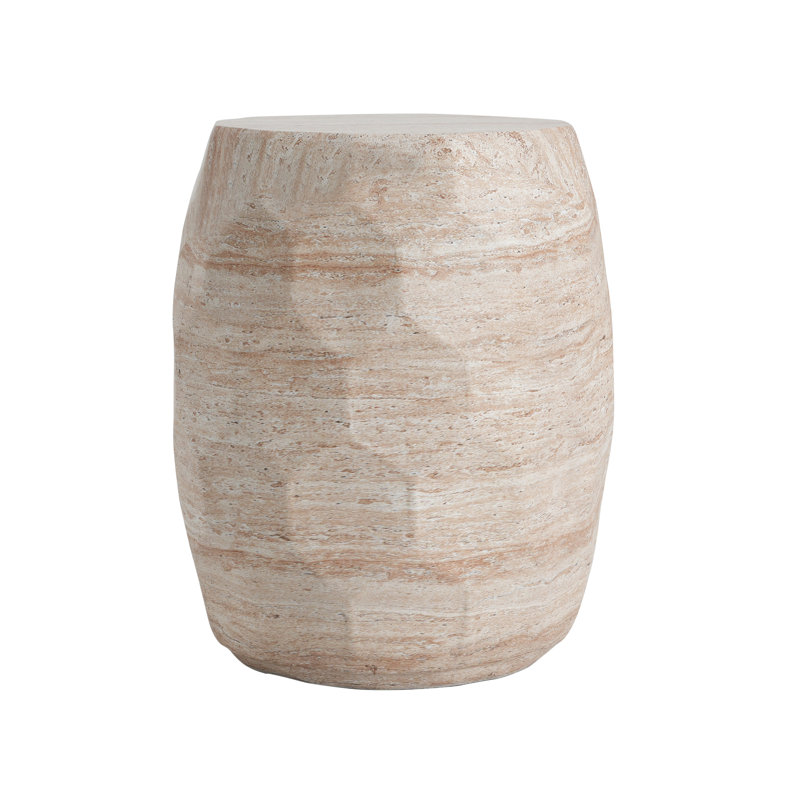 Salina 15.25" W Concrete Round Outdoor Side Table , Travertine
