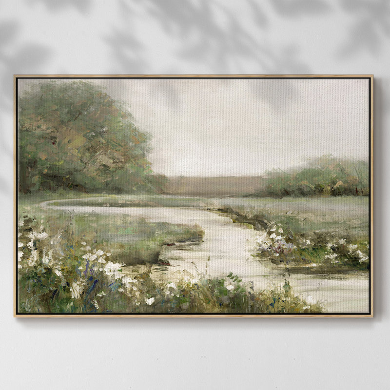 Toile tendue encadrée Quiet Path, H 17 po x l 25 po x P 2 po, Cadre en bois naturel