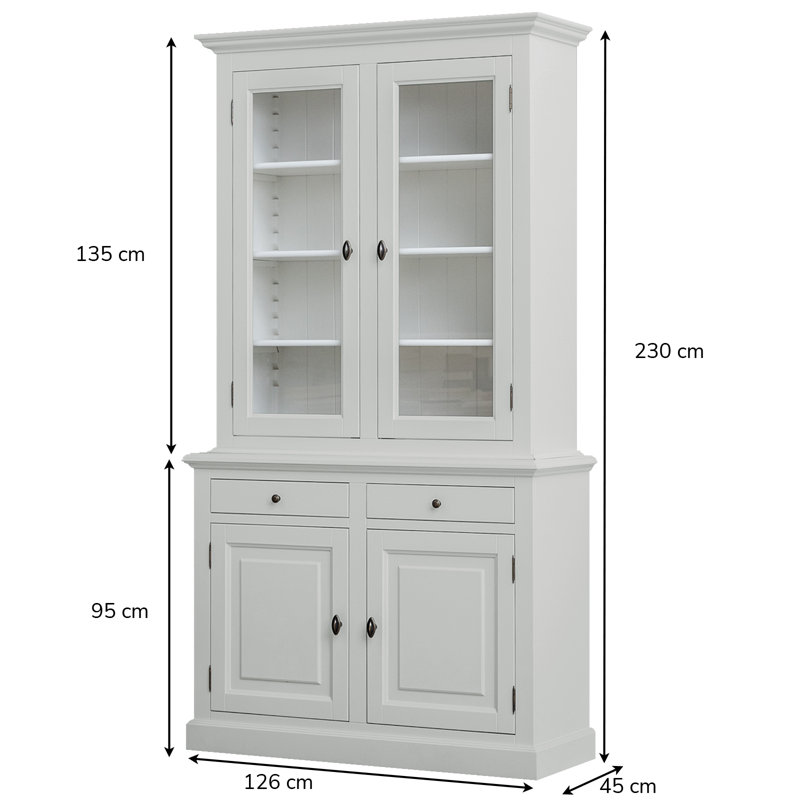 Ava-Kate 126 cm W Display Cabinet, Light Grey