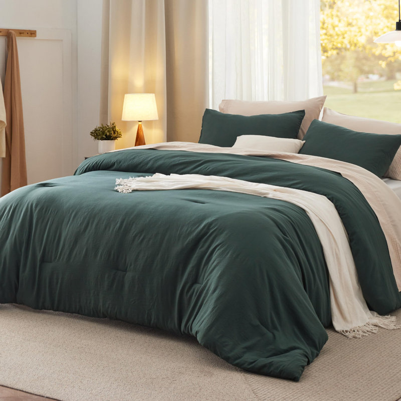 Bedsure Reversible Prewashed Comforter Set, Twin Comforter + 1 Standard Pillowcase, White/Gray