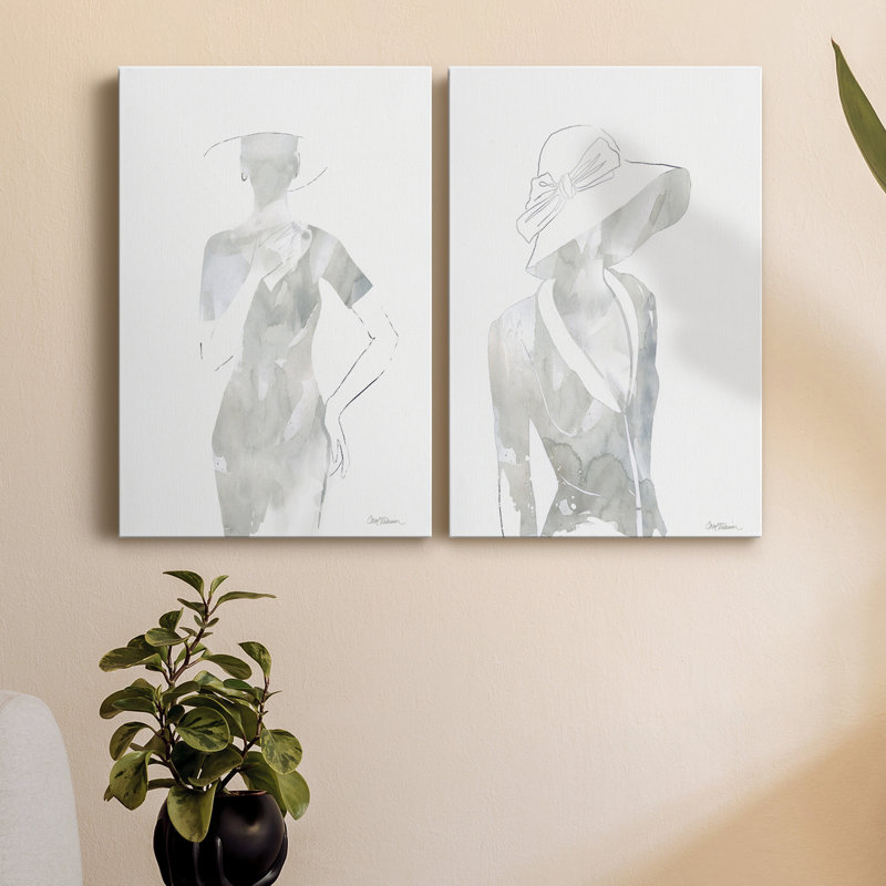 Fashion Cover I - ensemble d'art textuel sur toile tendue 2 pièces, H 27 po x l 36 po x P 1 po