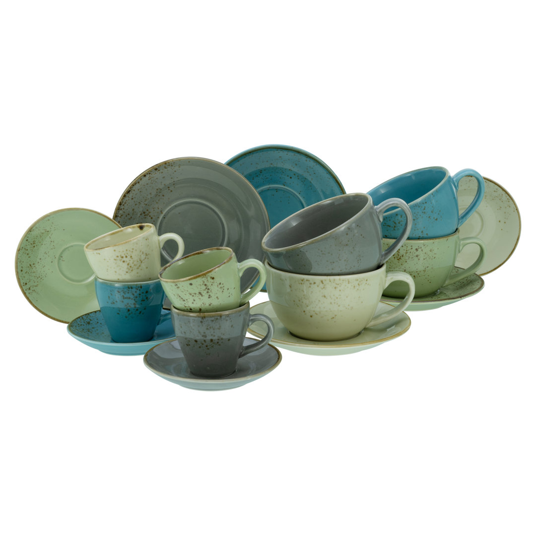 Creatable, 23414, Serie Nature Collection BUNT Bistrotassen Set, Geschirrset, Tassen Set 16 Teilig