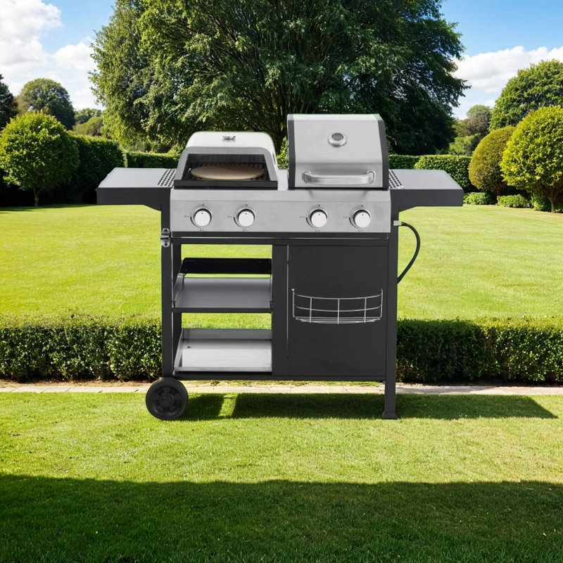Barbecue au gaz multi-usages avec brûleur - parfait pour la cuisson au barbecue, la friture et la pizza