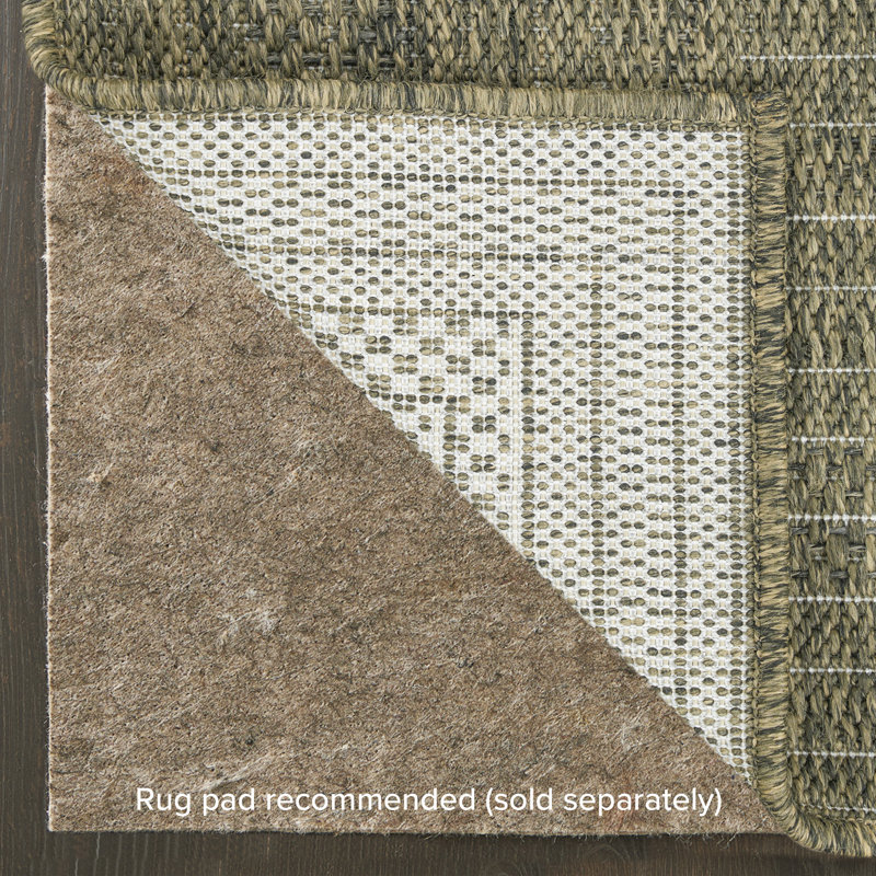 Cascio Geometric Indoor/Outdoor Area Rug, Rectangle 6' x 9', Olive