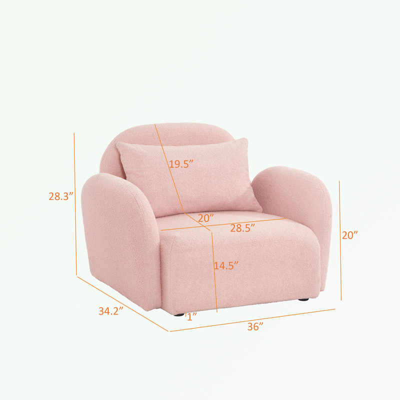 Canapé paresseux simple avec coussin de dossier, H 28,3 po x l 36 po x P 34,2 po, Rose 100% polyester