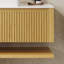 Armoire de rangement murale 48 po en corail de grain de bois avec tiroir, tablette et comptoir en pierre frittée blanche Corolla