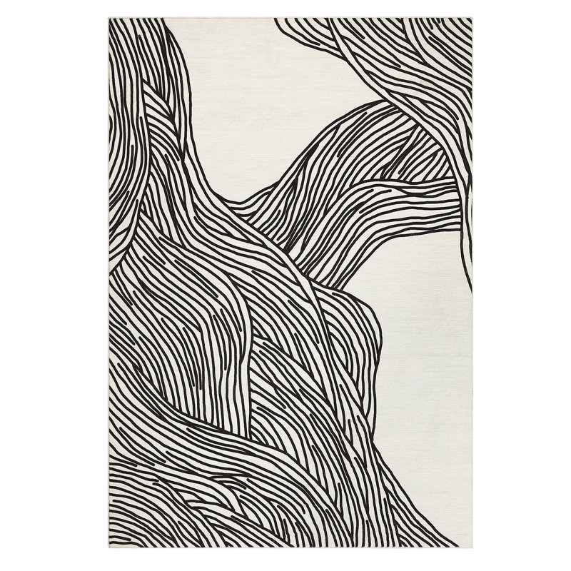 Area Rug 9x12 Machine Washable Rug Modern Non Slip Rugs Foldable Carpet for Living Room Bedroom Home Office, White