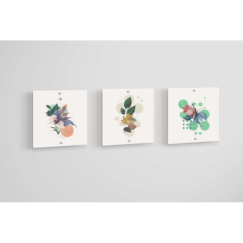 Ensemble de 3 décorations murales à composition florale