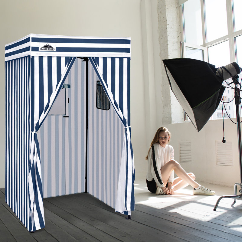 4" W x 4" D Steel Pop-Up Canopy Portable Privacy Dressing Room, Navy