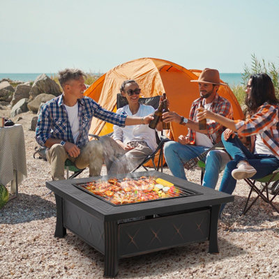 Hunterstown Square Iron Smokeless Fire Pit Table