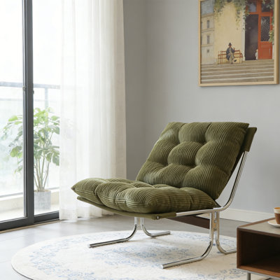 Modern Upholstered Soft Cushion Sofa Chairs， Corduroy Accent Chair For Home Office, Bedroom, Dining Room
