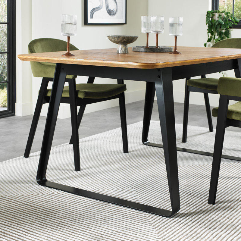 Airius Extendable Metal Base Dining Table, H76 x L160 x W92cm, Oak