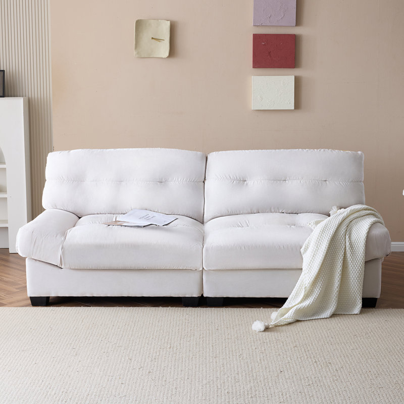 Causeuse en velours 80 po Cloud, Blanc