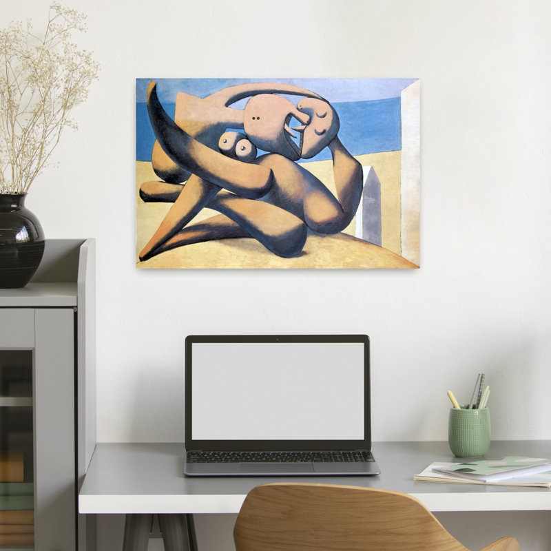 Figure By The Sea Abstract Classic Geometric Beach Wall Art Print by Pablo Picasso - Wrapped Canvas Print