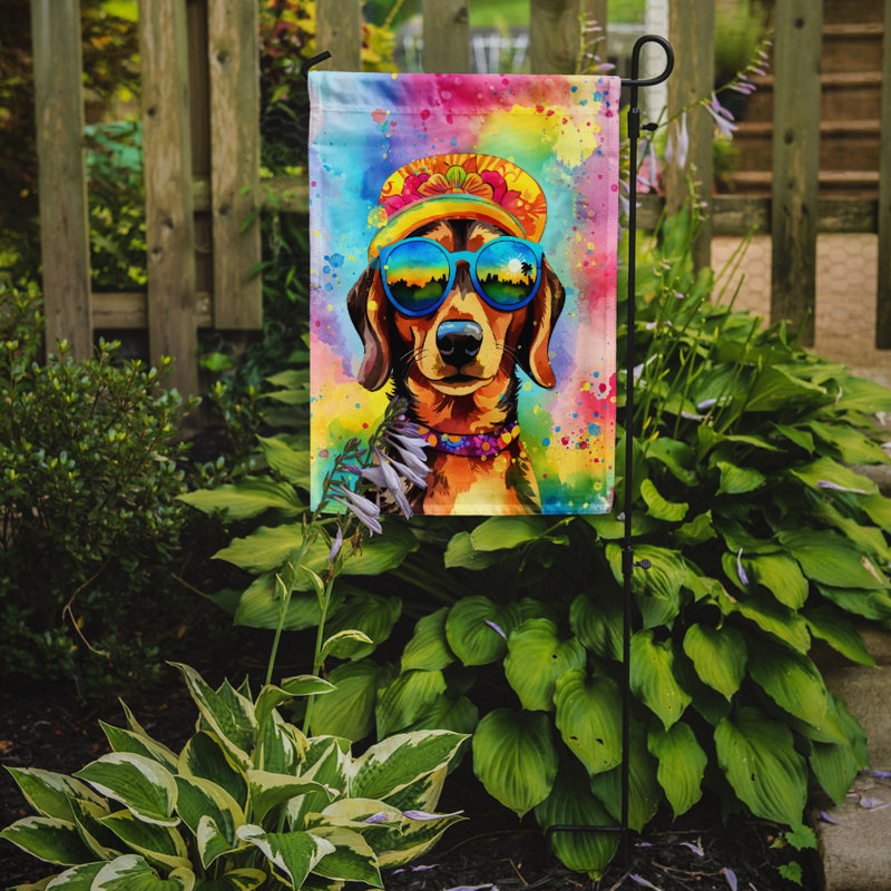 Drapeau de jardin Hippie Dawg, Teckel