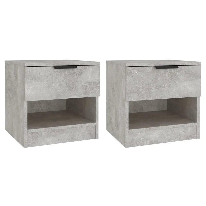 Jaramiah 40cm W Solid Wood Bedside Table, Concrete Grey