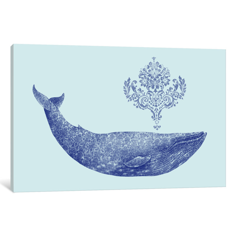 «Damask Whale # 2», impression sur toile, H 18 po x l 26 po x P 1,5 po, Pas de tapis, Toile tendue