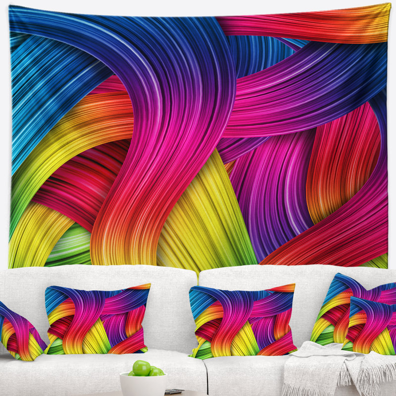 Tapisserie abstraite de l'arc-en-ciel 3d, H 32 po x l 39 po