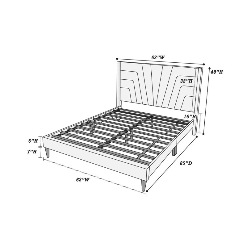 Lit plateforme en tissu d'ameublement, Brun pâle, Grand lit