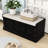 Storage Bench with 2 Drawers, 2 Cabinets and Removable Cushion for Entryway-1440841057