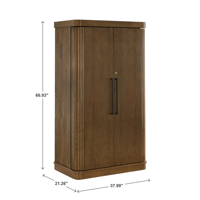 Timmerman Bar Wine Storage Cabinet With Keys And LED Lights, Brown