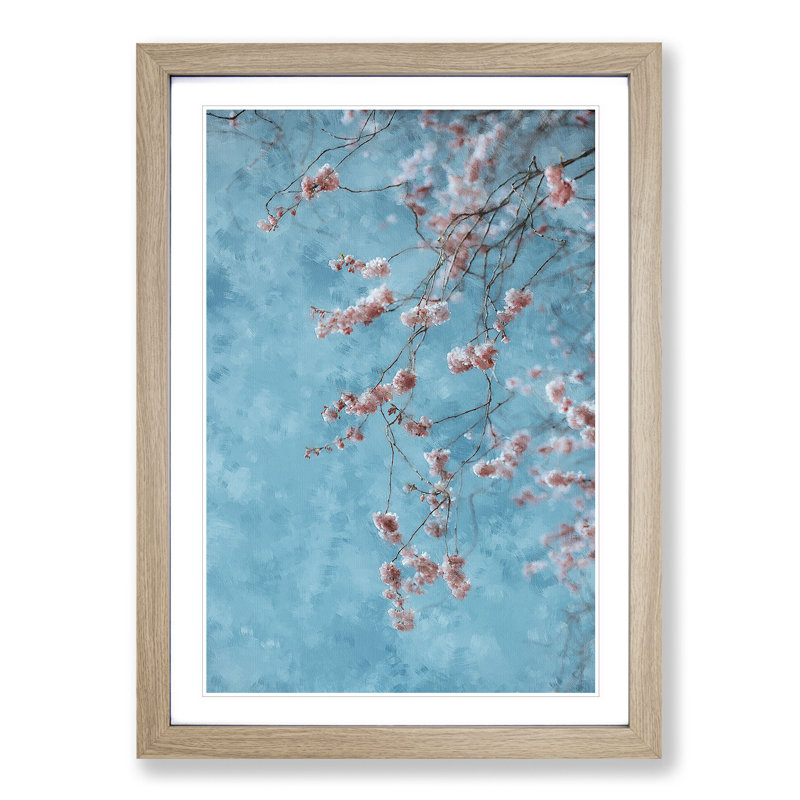 Beautiful Pink Cherry Blossom - Picture Frame Graphic Art Print, Oak Framed, 63cm H x 45cm W x 2cm D